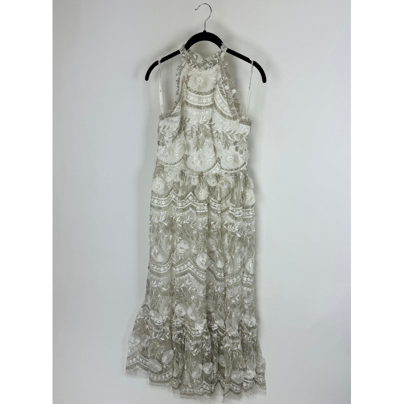 White Sheer Abstract Floral Dress – Size 4