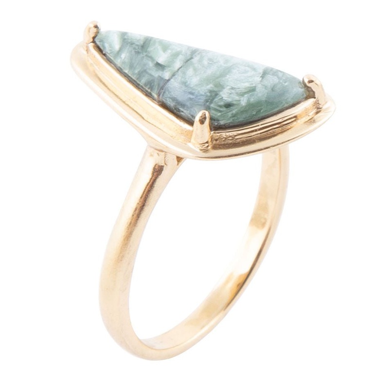 Alpine Green Seraphinite and Golden Bronze Ring 6