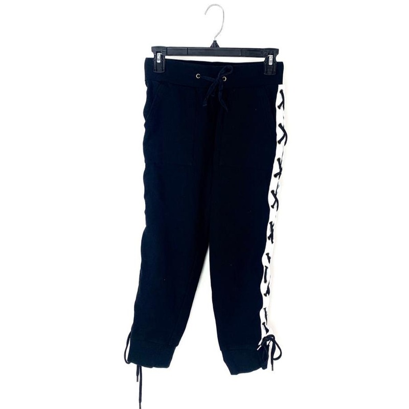 Black and White Criss-Cross Track Pants  – Size Small