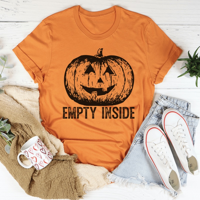 Empty Inside Pumpkin Tee Burnt Orange S