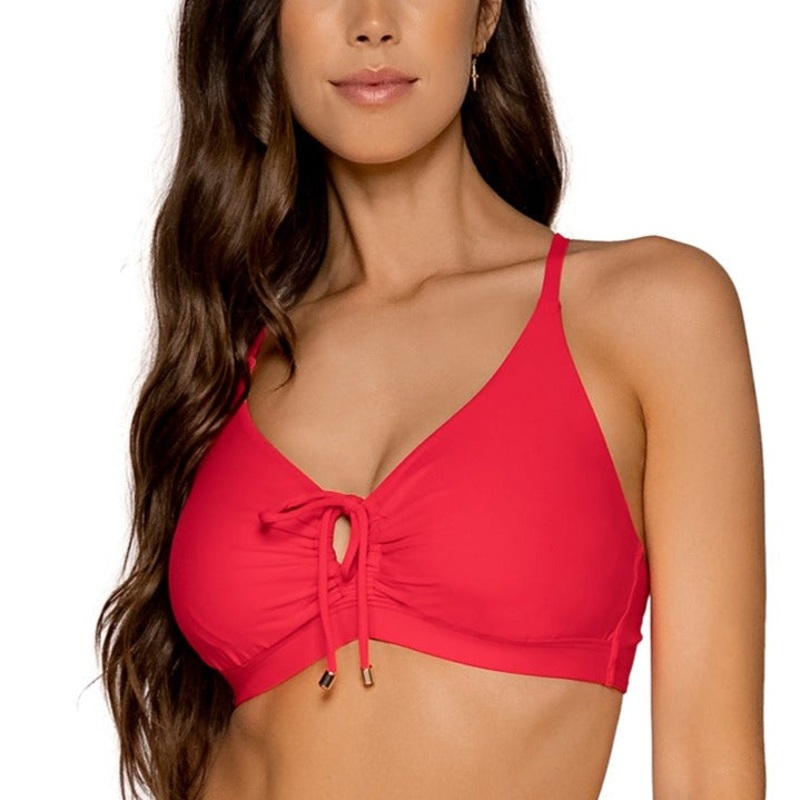 Kauai Keyhole Bikini Top – 54 – Geranium RED 32DD