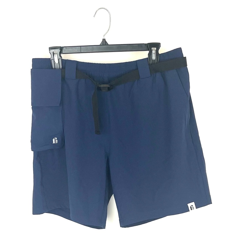 MENS Navy Blue With Adjustable Belt Active Shorts – Medium