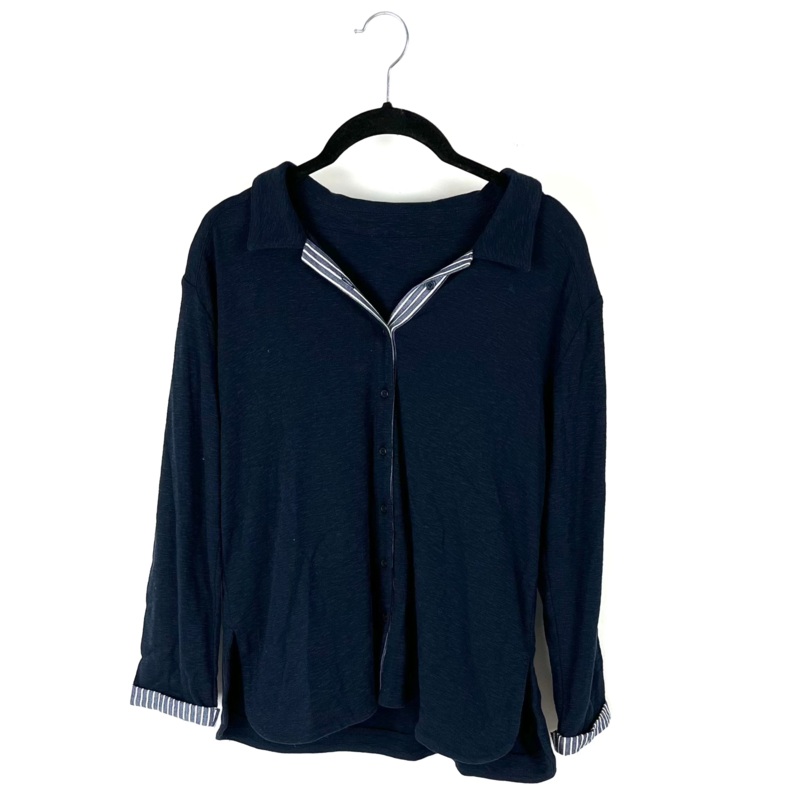 Navy Blue Button Down Sweater – Small