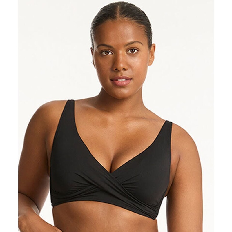 Sea Level Eco Essentials Cross Front A-DD Cup Bikini Top – Black 4