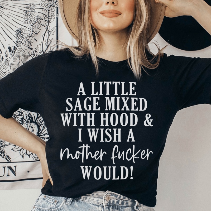 A Little Sage Mixed With Hood Tee Black Heather S