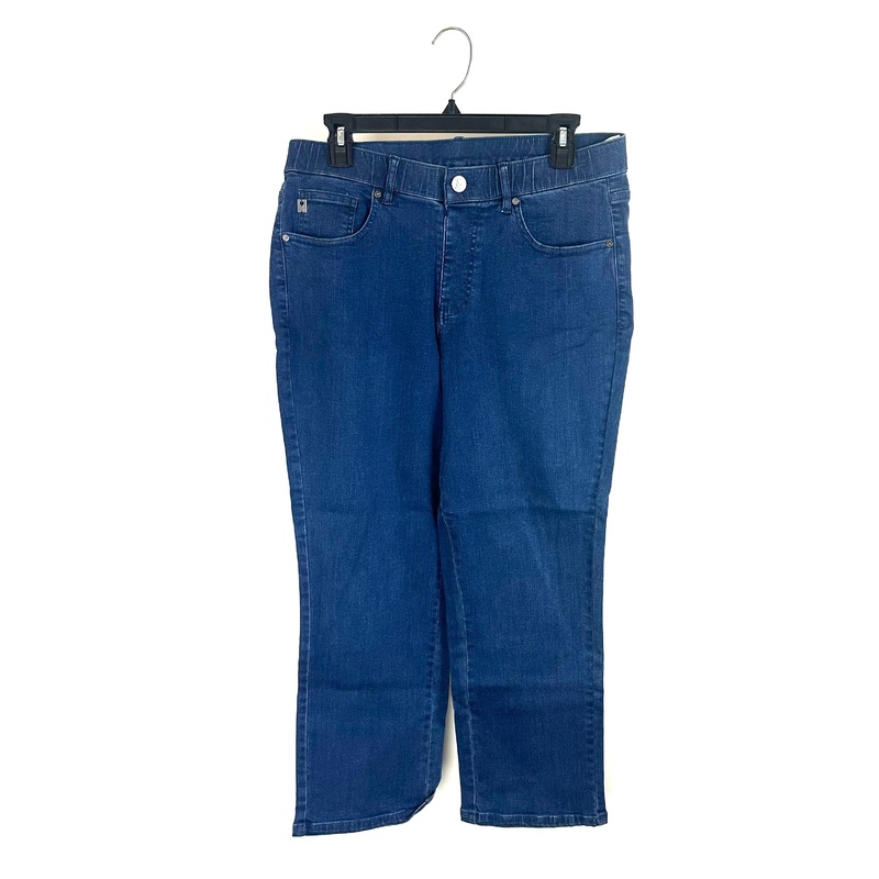 Dark Blue Elastic Waistband with Button Jeans – Size 12