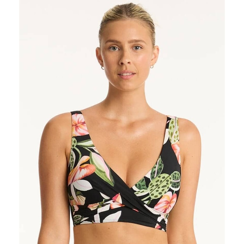 Sea Level Sundown Cross Front A-DD Cup Bikini Top – Black 10