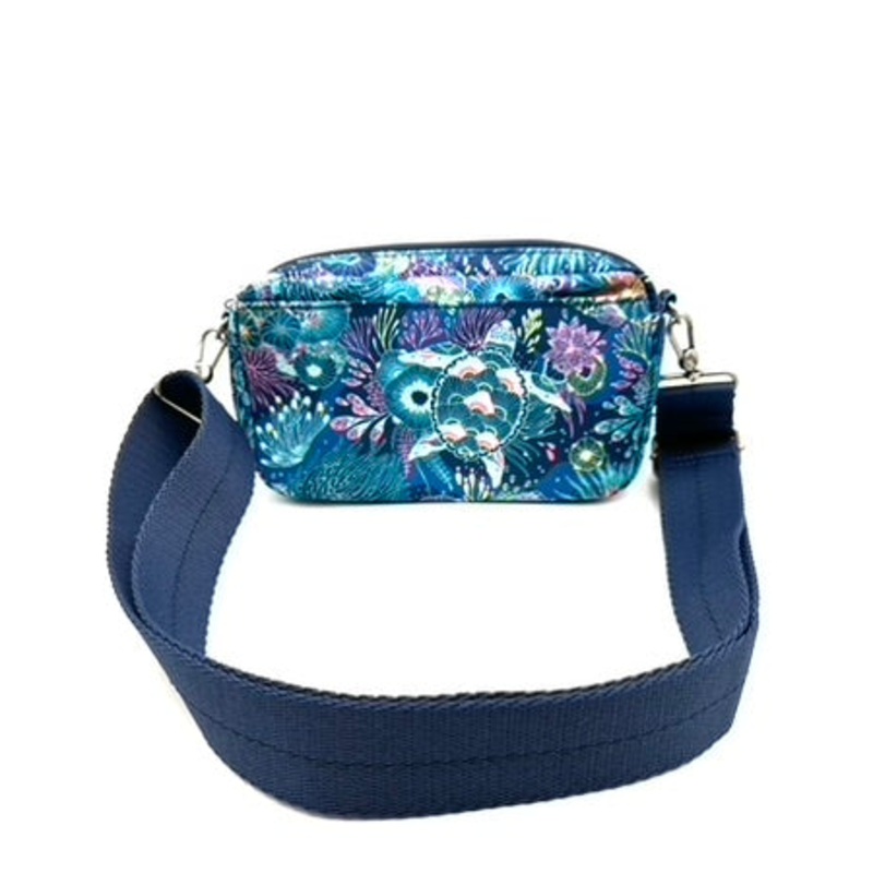 Teal Water Motif Crossbody Wallet
