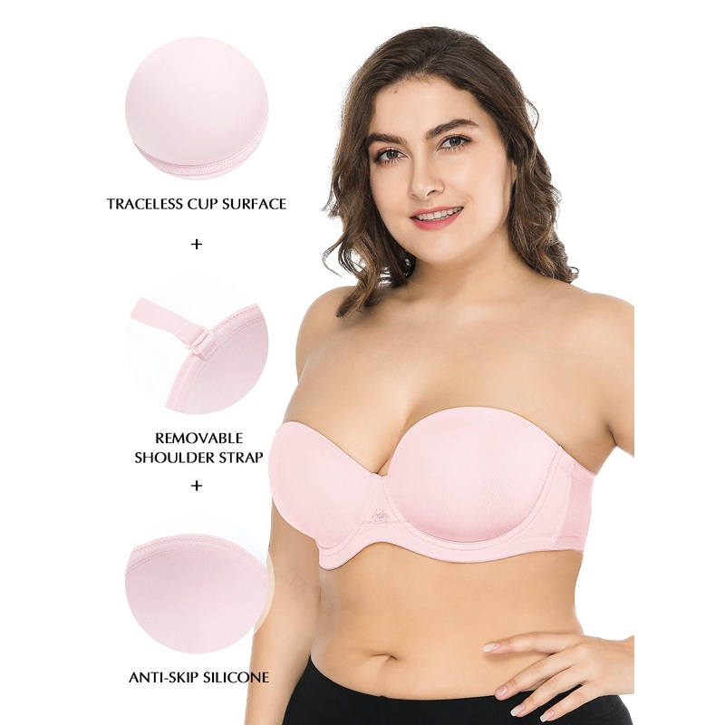 Full Figure Strapless Underwire Multiway Contour Bra Cup Pink 32B/70B