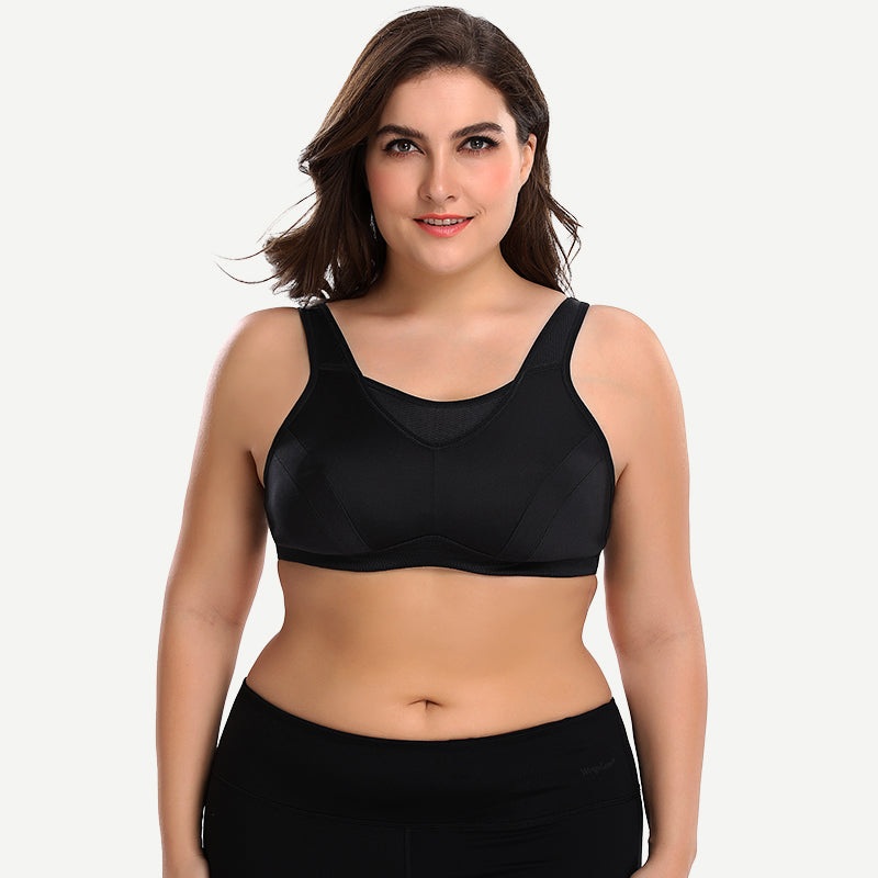 Plus Size Non Padded Yoga Wirefree Sports Bra Black 42B/95B
