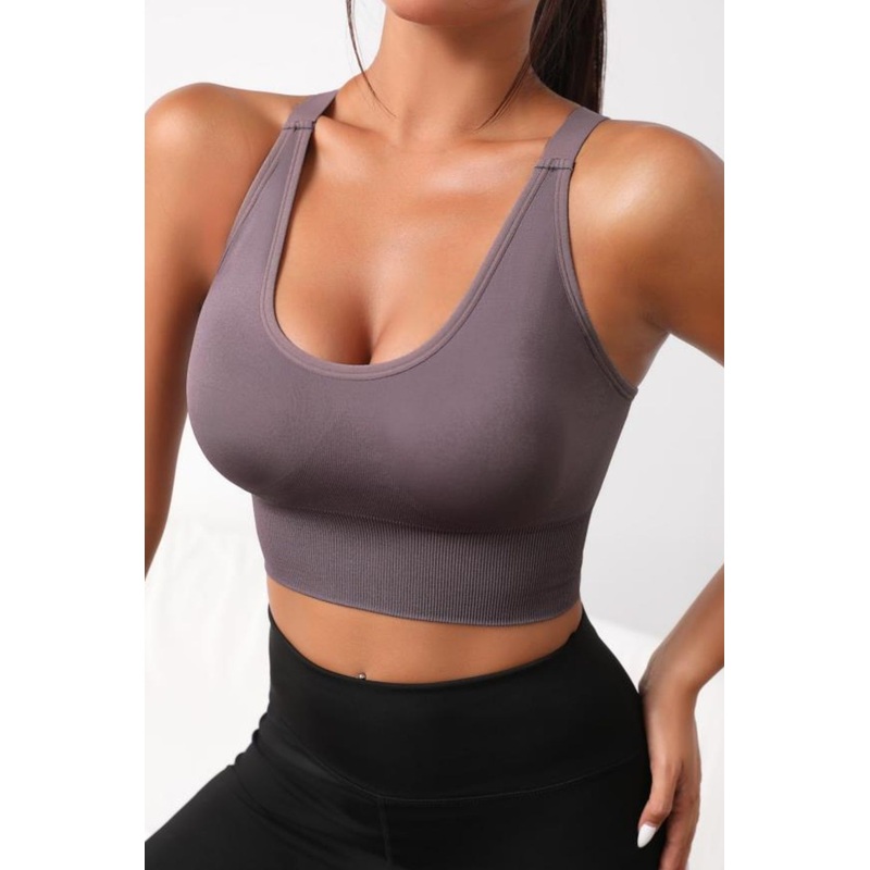 Scoop Neck Long Active Bra Mauve S
