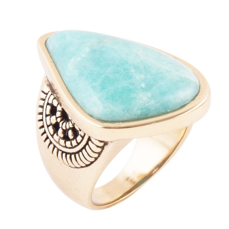 Sunset Blue Amazonite and Golden Ring 7