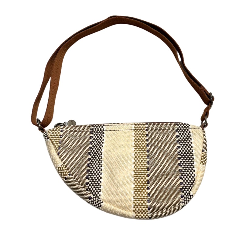 Brown and Cream Chevron Striped Crossbody Sling bag