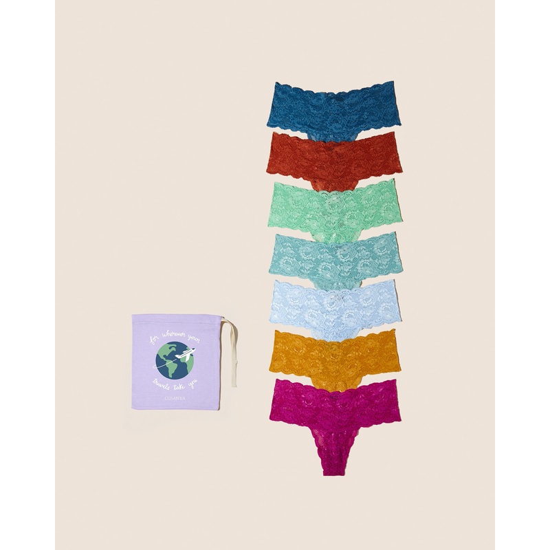 Confezione Da 7 Perizomi Comfie Malawi Cape Fuchsia Sahara Serengeti Sun Ghana Green Blue Capri Sorrento Blue S/M