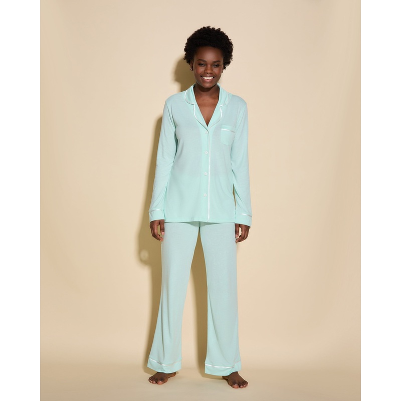 Conjunto De Pijama Con Camisa De Manga Larga Y Pantalones Lagoon Mint/Ivory XS