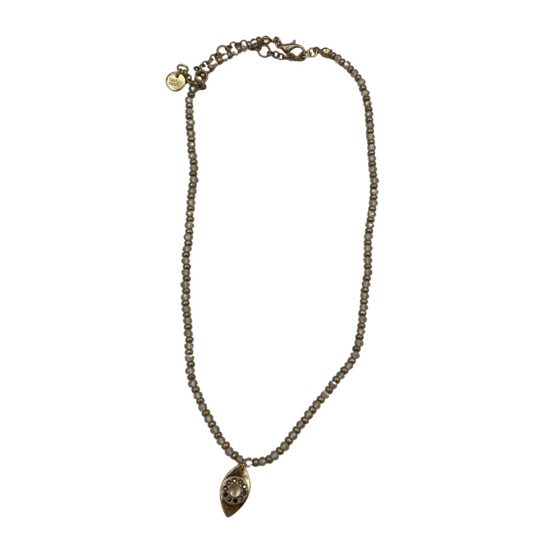Gold Beaded Necklace With Eye Pendant