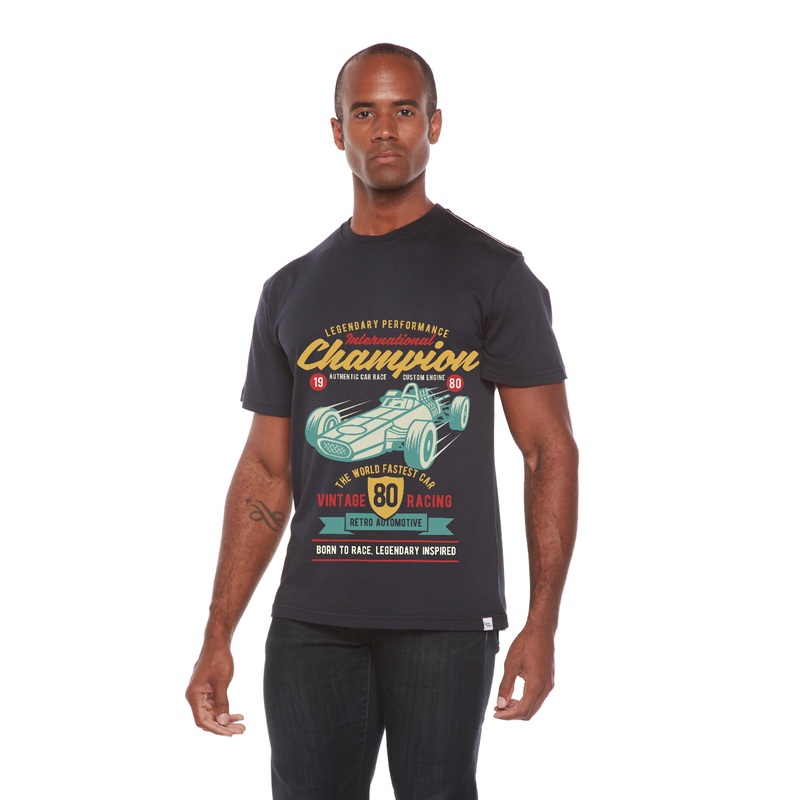 International Champion Men’s Bamboo Viscose/Organic Cotton Short Sleeve Graphic T-Shirt Medium Black