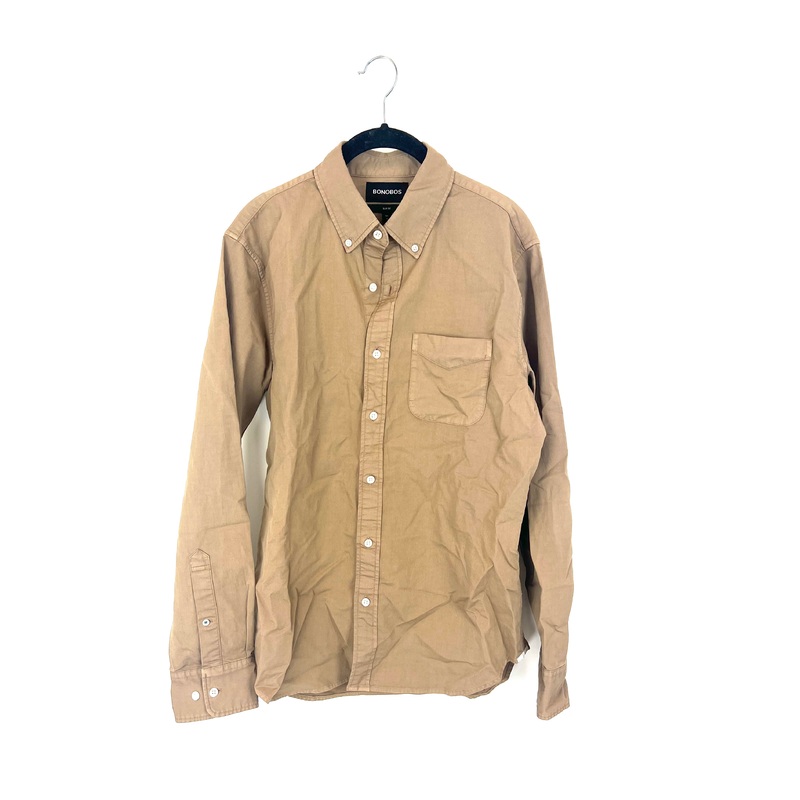 MENS Brown Button Down Shirt – Medium
