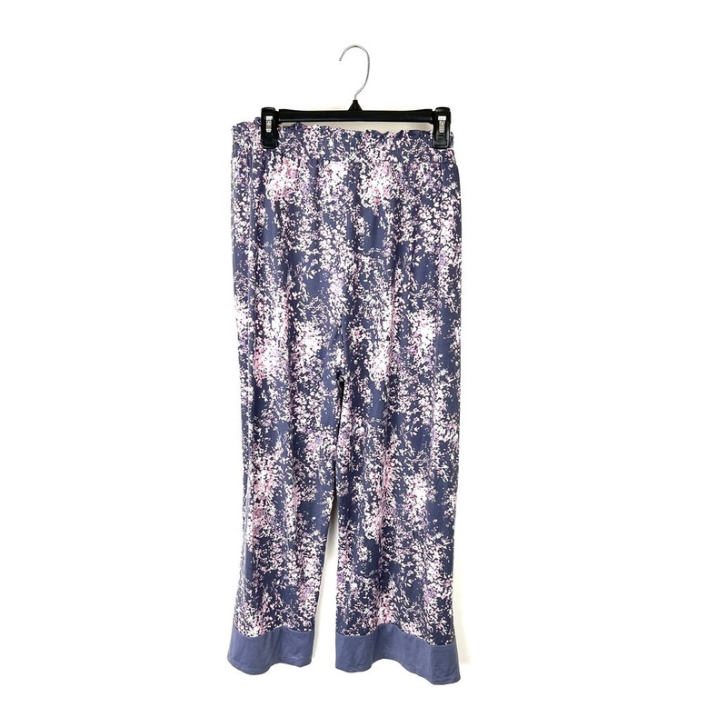 Purple & Pink Floral Lounge Pants With Scrunched Waistband- 1X