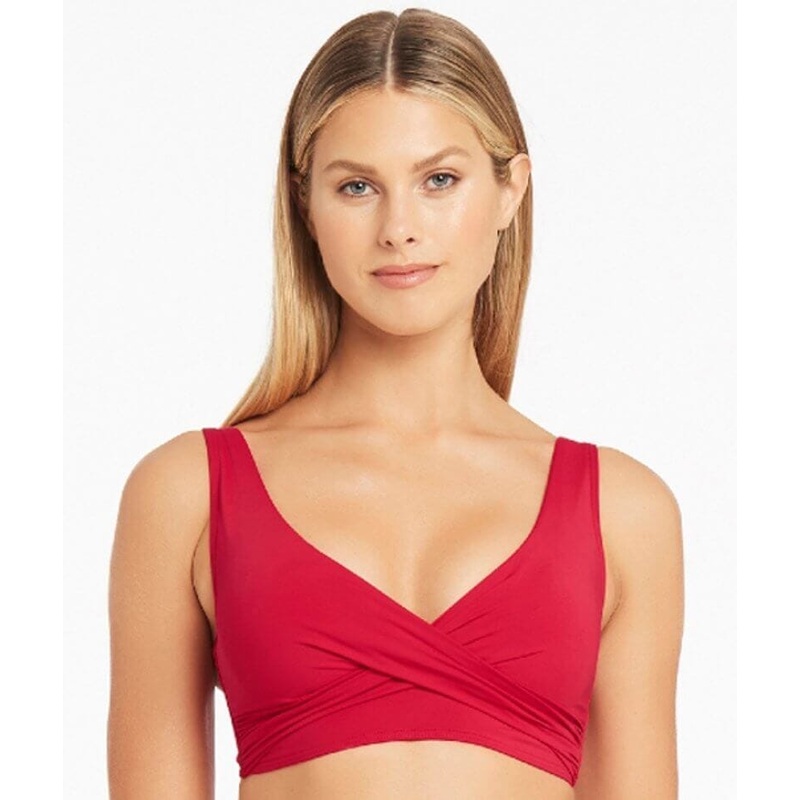 Sea Level Eco Essentials Cross Front A-DD Cup Bikini Top – Red 4