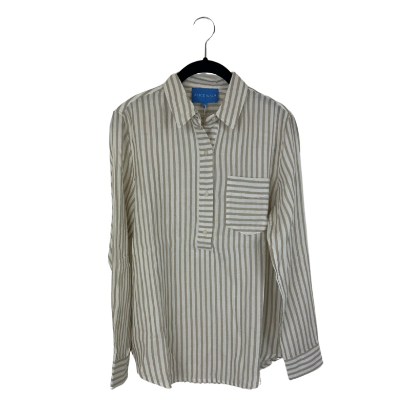 Tan And White Button Up Top – Size 0/2