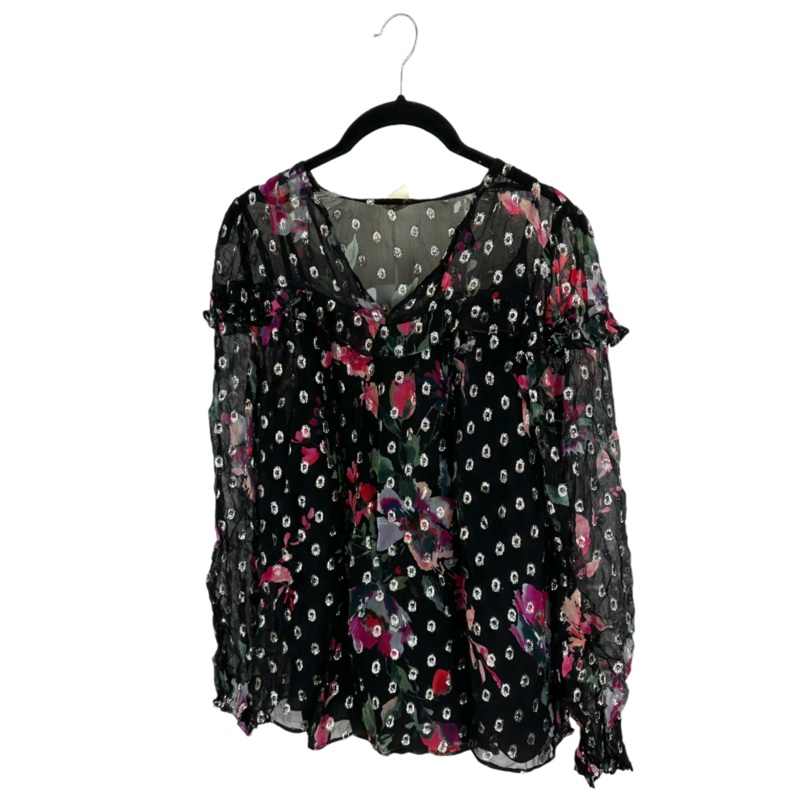 Black Sheer Floral Blouse Top – Size 4/6