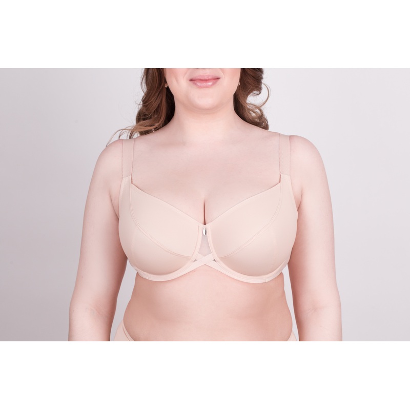 Bra Milavitsa 115910 – Elastic Knit, Underwired, Triple Diagonal Segment Cups 70E Nude