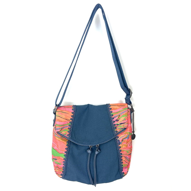 Bright Multi Color And Dusty Blue Crossbody Bag
