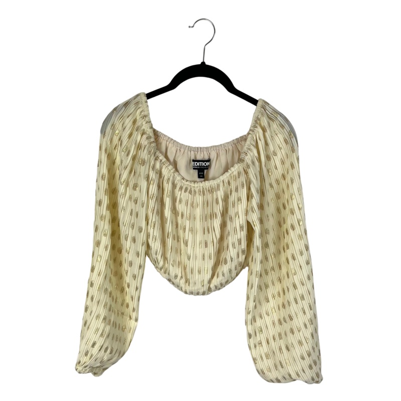 Cream And Gold Off The Shoulder Top – Size 2/4, 6/8 and 16/18 Extra Extra Small (Size 0-2)