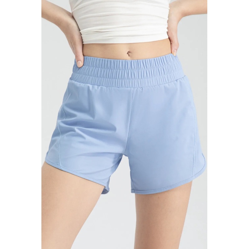Elastic Waist Active Shorts Light Blue S