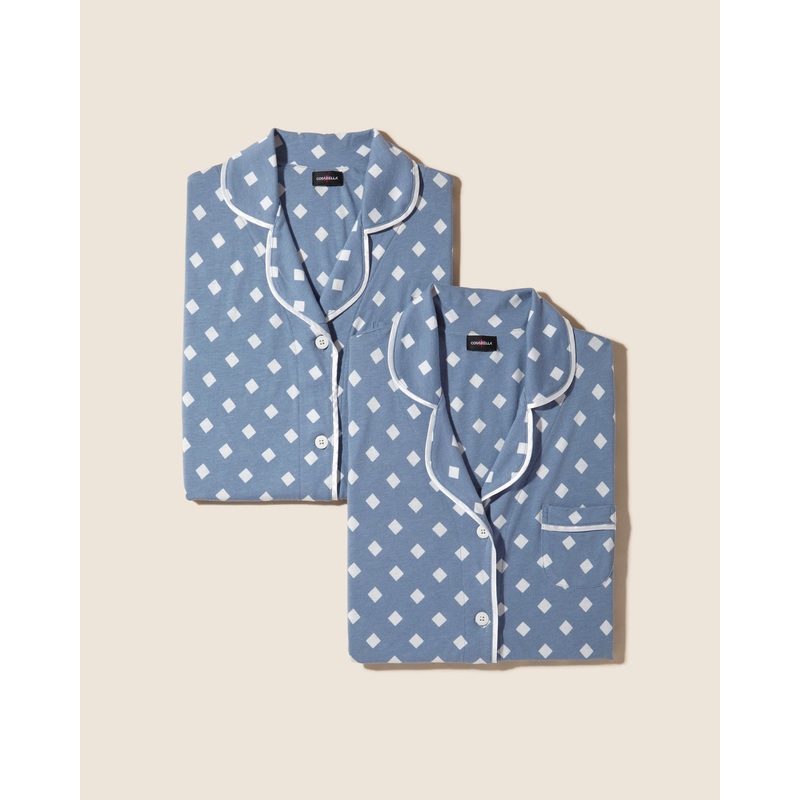 Printed 4 Piece Ultimate PJ Pack Diamond Blue Diamond/White XS