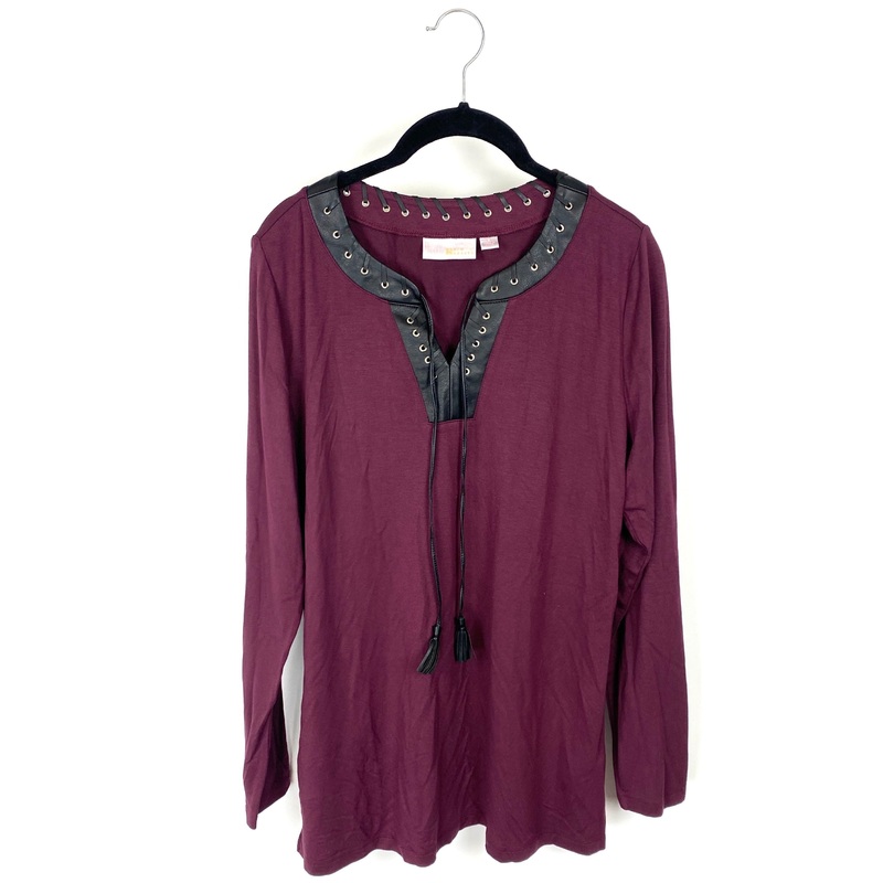 Red Faux Leather Tie Up Top – Small/Medium