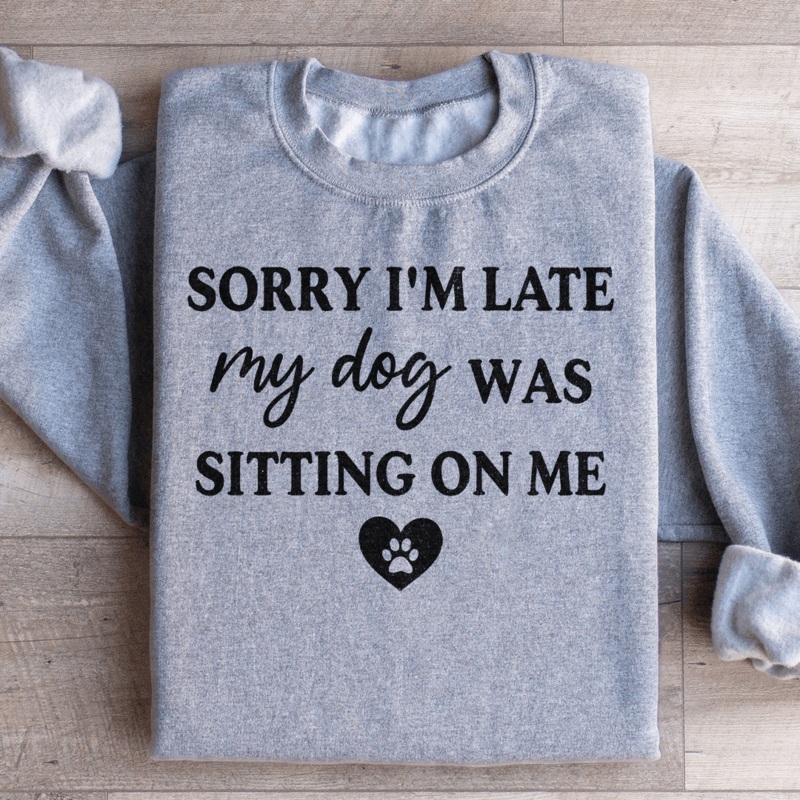 Sorry I’m Late My Dog Was Sitting On Me Sweatshirt Black S