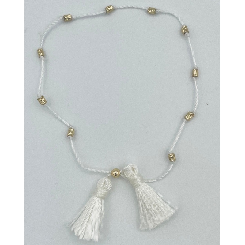 White and Gold Tassel Bracelet