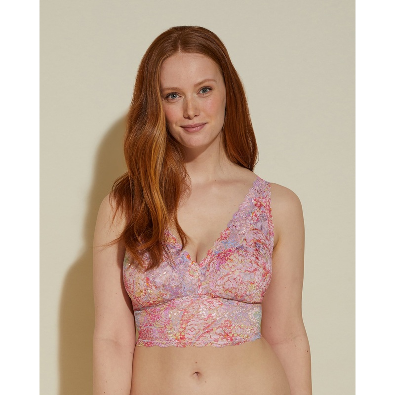 Bralette Curvy A Corsetto Con Scollatura Profonda Geneva Flower XS