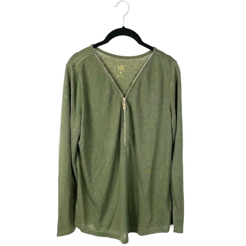 Dark Green and Gold Zipper Top – Small