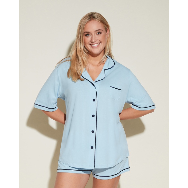 Ensemble Pyjama Haut  Manches Courtes Et Boxer Aasmani Blue/Navy Blue XS