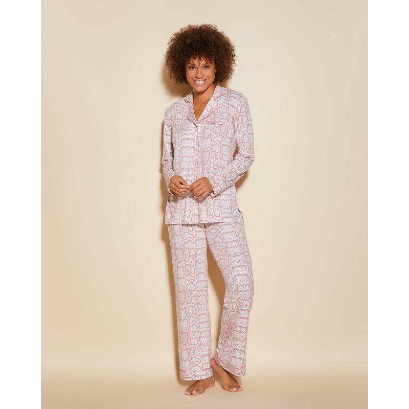 Pigiama Con Top A Maniche Lunghe E Pantaloni Mandorla Snake/Mandorla XS