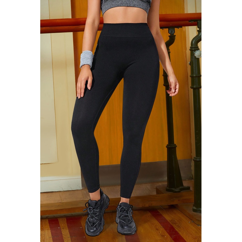 Wide Waistband Sports Leggings Black S