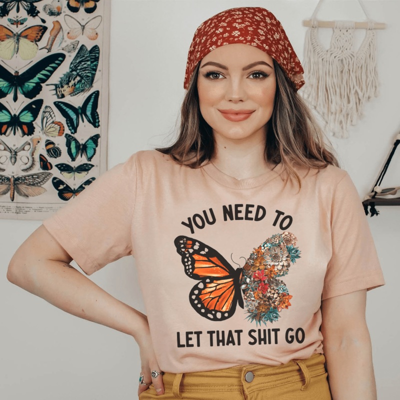 You Need To Let That Go Tee Heather Prism Peach S