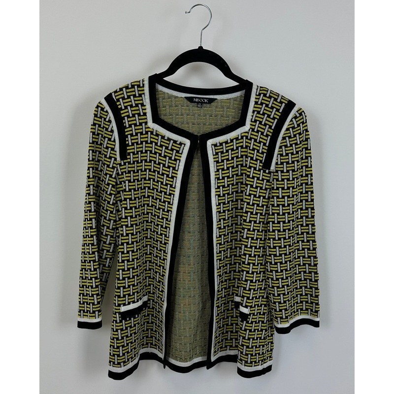 Black, Yellow and White Abstract Cardigan – Size 2/4
