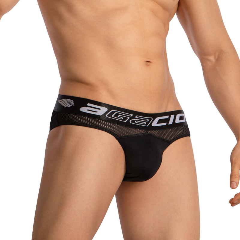 Agacio Men’s Sheer Thongs AGJ042 S Black
