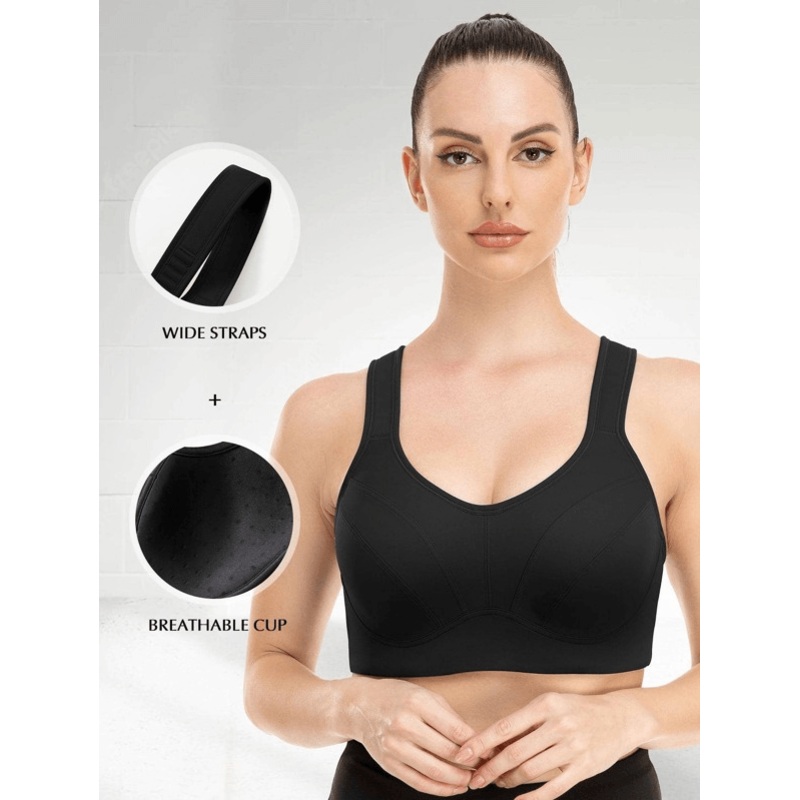 Full Coverage Underwire Workout Sports Bras Black 36C/80C