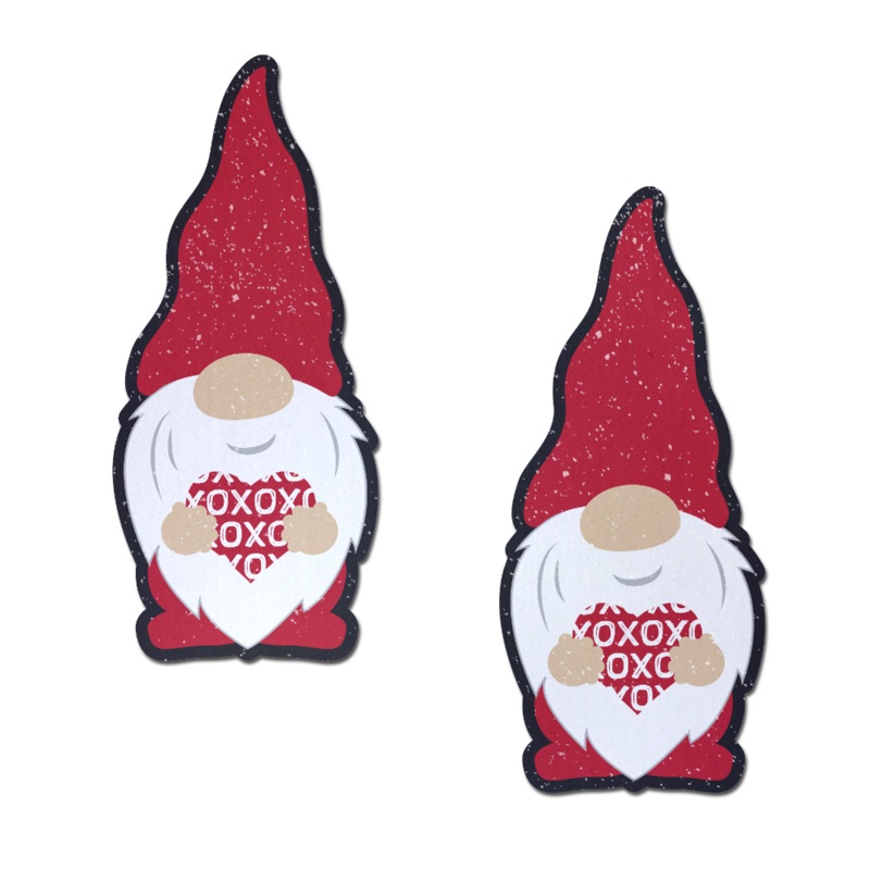 Gnome Pasties: Valentine Sweetheart Garden Gnome Nipple Covers by Pastease Red