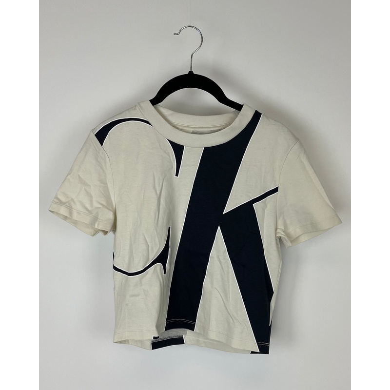 Tan and Black Large Printed Logo Cropped Top – Small