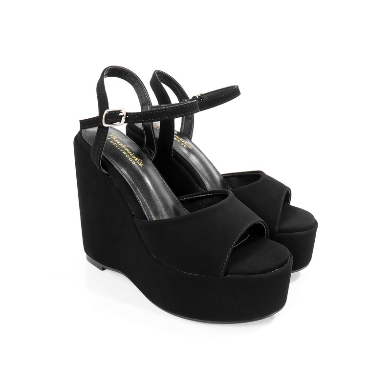 Tony Peep Toe Wedges Black 5.5