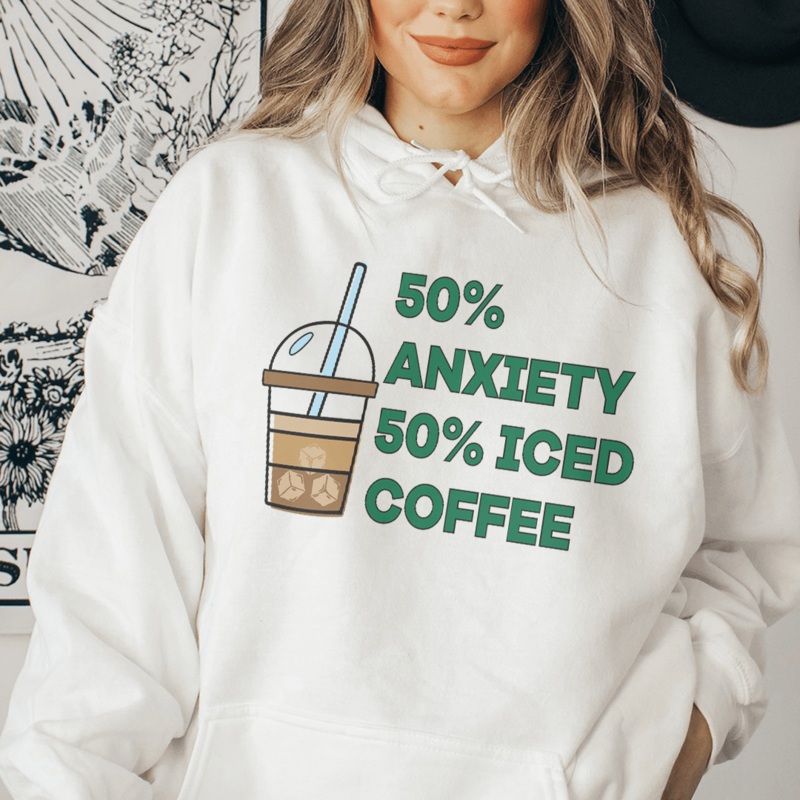 50% Anxiety 50% Iced Coffee Hoodie Sport Grey S