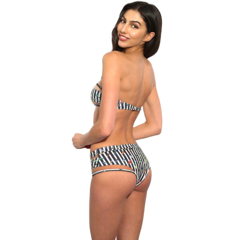 ANOK BIRDS & STRIPES Brazilian Bikini Bottoms S