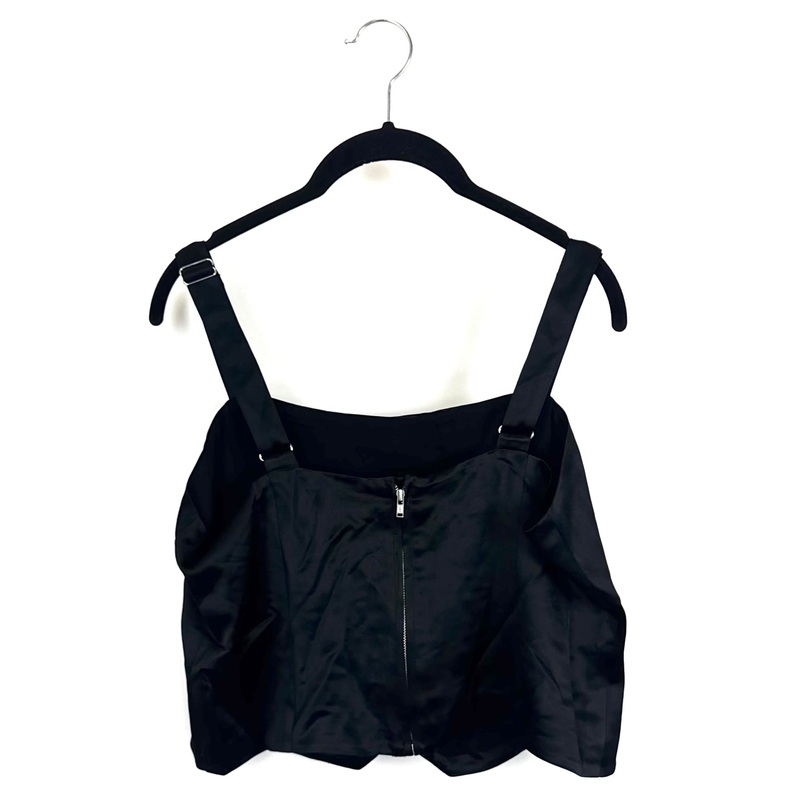 Black Cropped Button Vest Top- Size 10