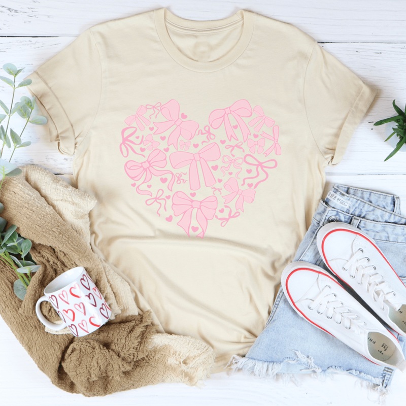 Coquette Bow Heart Tee Black Heather S